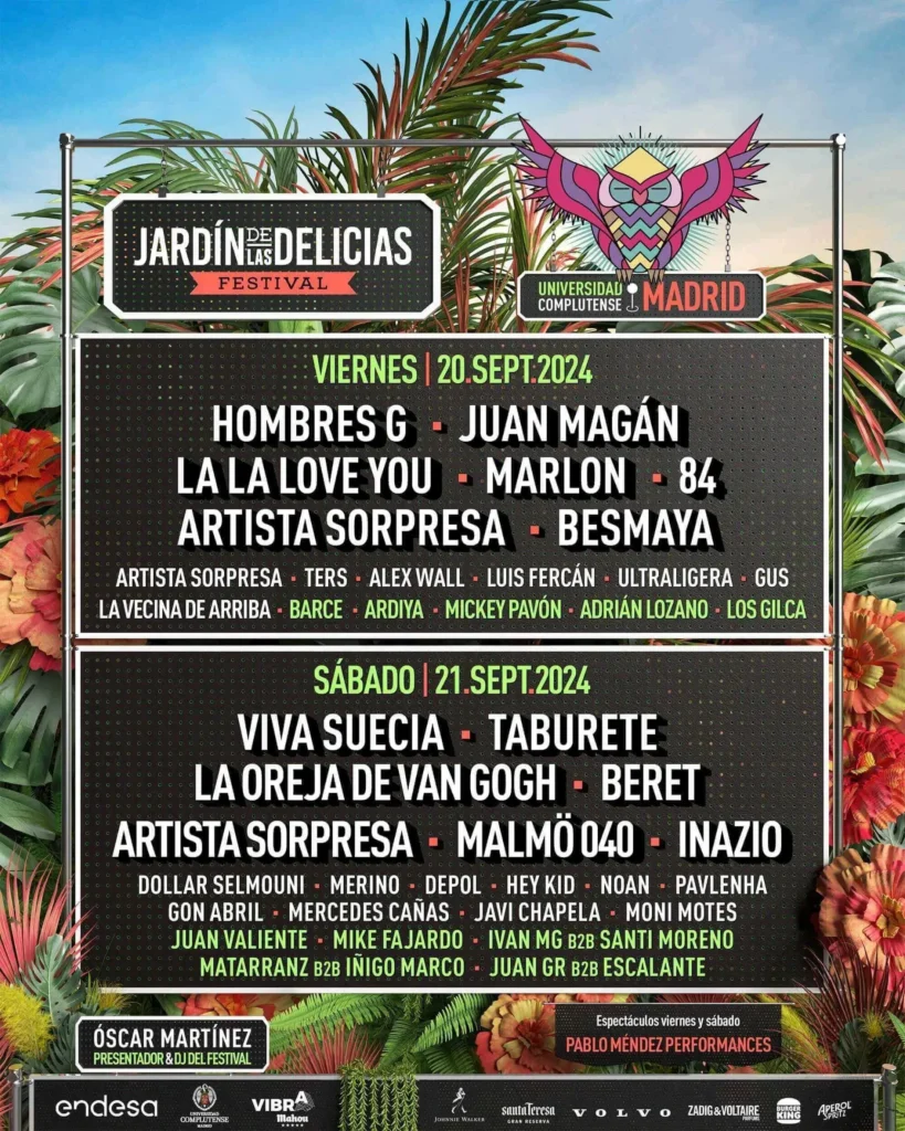 Festivales Madrid - Cartel Jardín de las Delicias